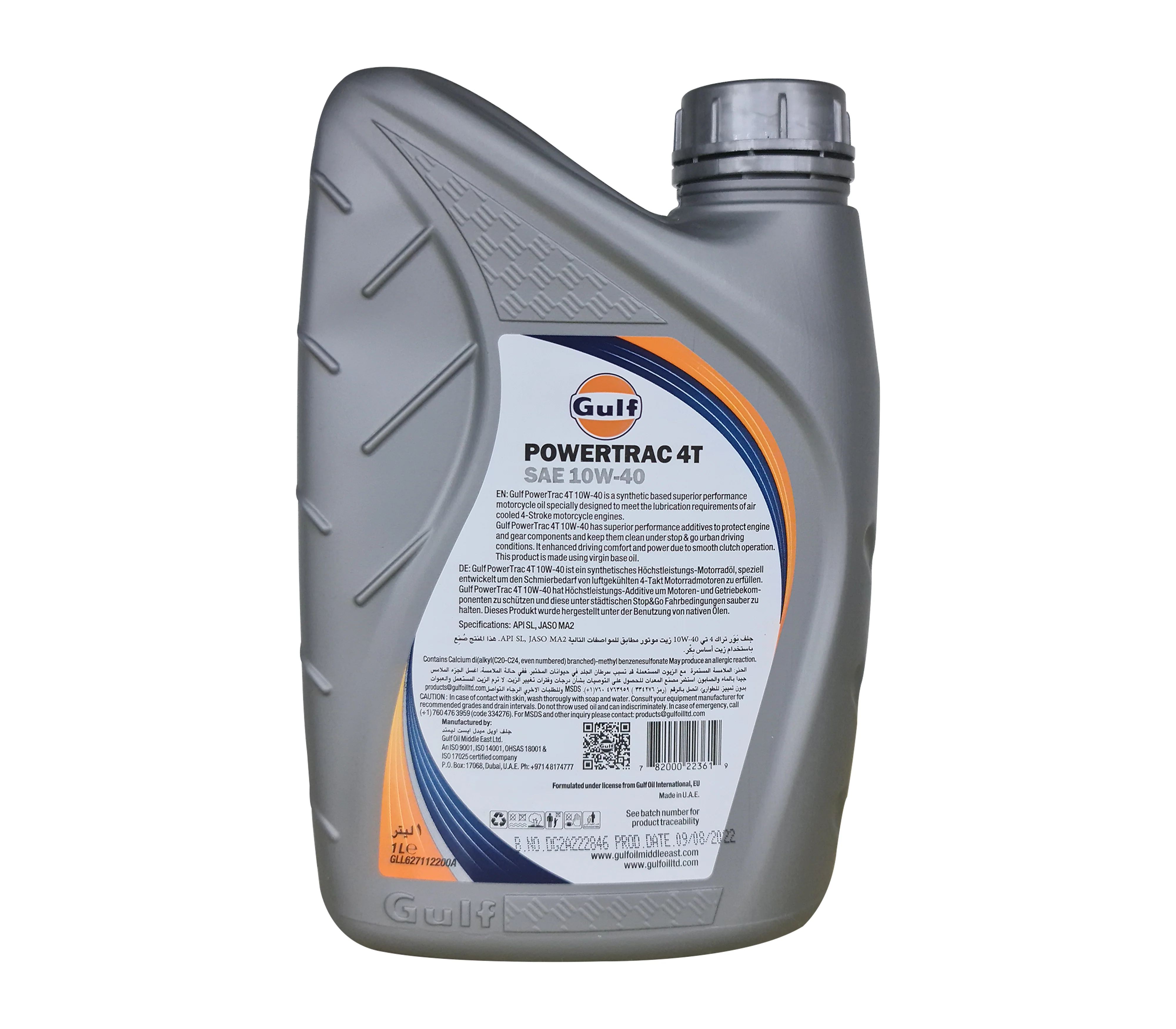 Lubricante para moto POWERTRAC 4T 10W-40 semisintético 1 litro Gulf - Image 3