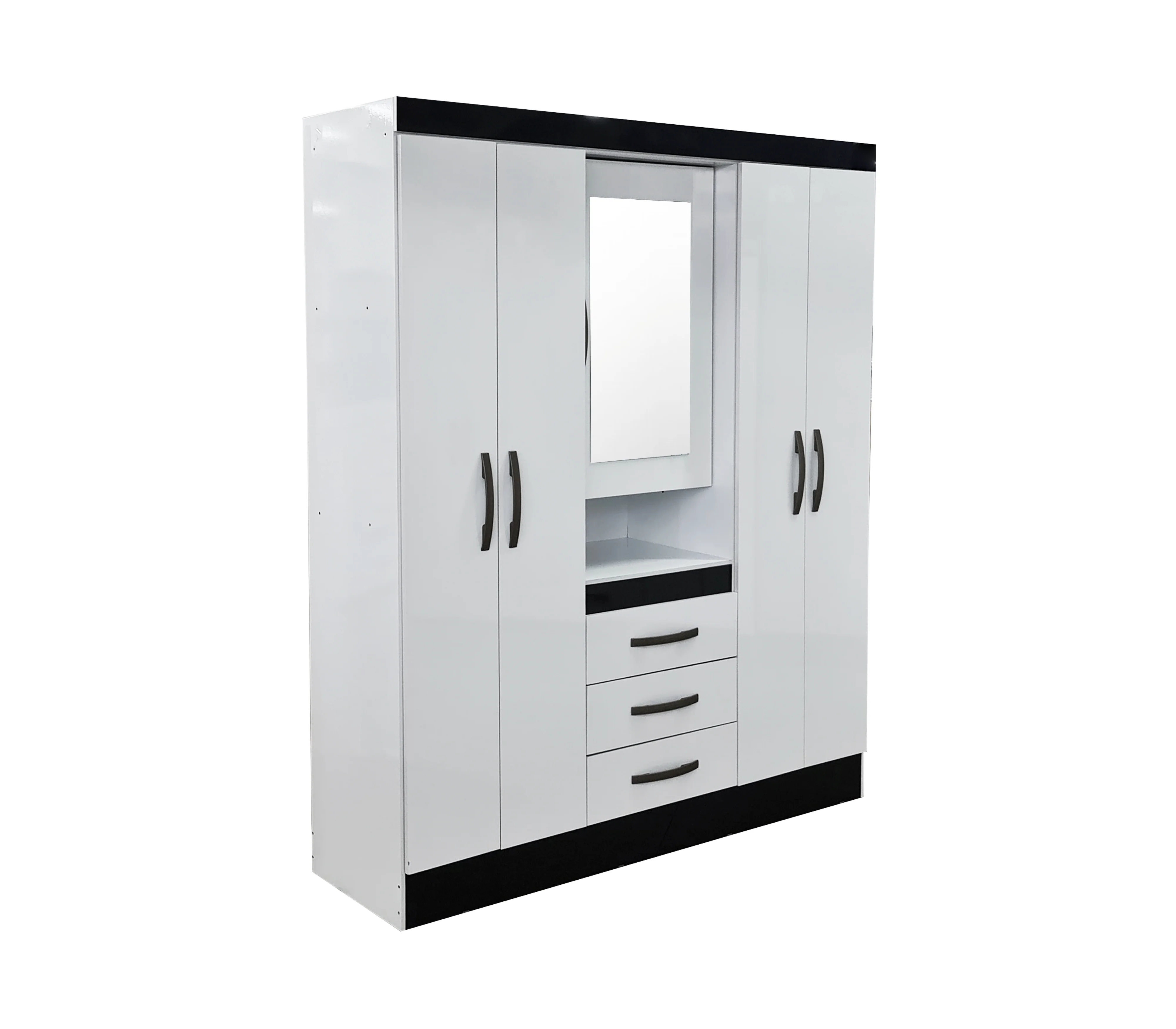 Ropero 876442 Caracas 5puertas 3gavetas y espejo bl-ng-rs Dj Muebles - Image 3